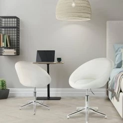 37 in. White Adjustable Velvet High Back Office Chair with Chrome (Set of 2) by Elama -Elama Sales Store white elama ergonomic chairs 985116776m 31 1000