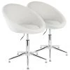 37 in. White Adjustable Velvet High Back Office Chair with Chrome (Set of 2) by Elama