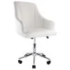37 in. White Adjustable Faux Leather Rolling High Back Office Chair with Chrome by Elama