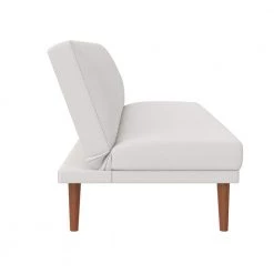 Brittany White Faux Leather Armless Futon by Novogratz -Elama Sales Store white faux leather novogratz futons 2467109n 1d 1000