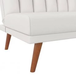 Brittany White Faux Leather Armless Futon by Novogratz -Elama Sales Store white faux leather novogratz futons 2467109n 77 1000