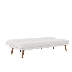 Brittany White Faux Leather Armless Futon by Novogratz -Elama Sales Store white faux leather novogratz futons 2467109n a0 1000