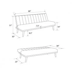 Brittany White Faux Leather Armless Futon by Novogratz -Elama Sales Store white faux leather novogratz futons 2467109n d4 1000