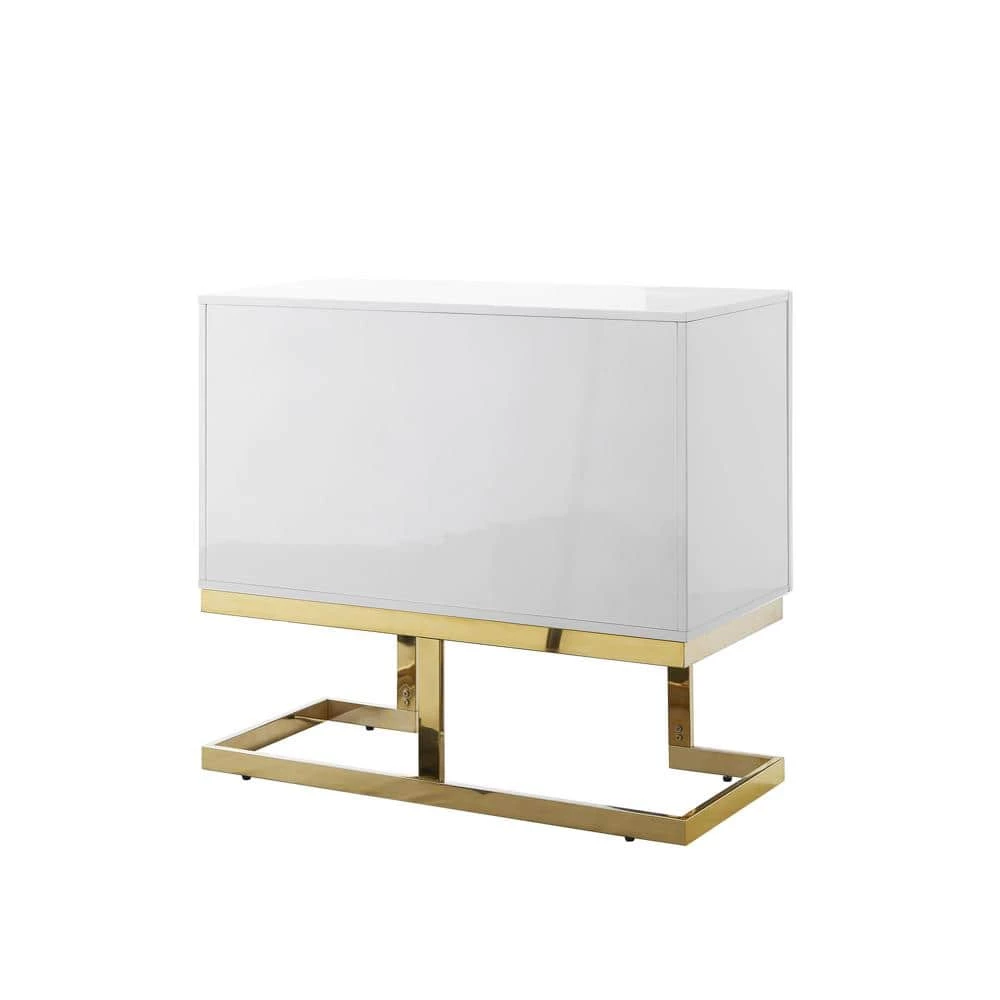 Olina White/Gold Cabinet 2-Doors 2-Adjustable Shelves 4-Compartments by Nicole Miller 7 Olina White/Gold Cabinet 2-Doors 2-Adjustable Shelves 4-Compartments by Nicole Miller - Image 7
