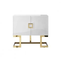 Olina White/Gold Cabinet 2-Doors 2-Adjustable Shelves 4-Compartments by Nicole Miller 14 Olina White/Gold Cabinet 2-Doors 2-Adjustable Shelves 4-Compartments by Nicole Miller -Elama Sales Store white gold nicole miller accent cabinets nca198 09wg hd 4f 1000