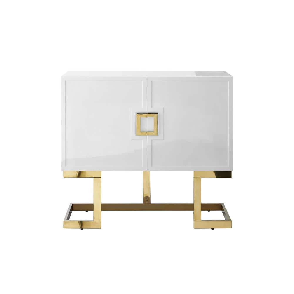Olina White/Gold Cabinet 2-Doors 2-Adjustable Shelves 4-Compartments by Nicole Miller 5 Olina White/Gold Cabinet 2-Doors 2-Adjustable Shelves 4-Compartments by Nicole Miller - Image 5