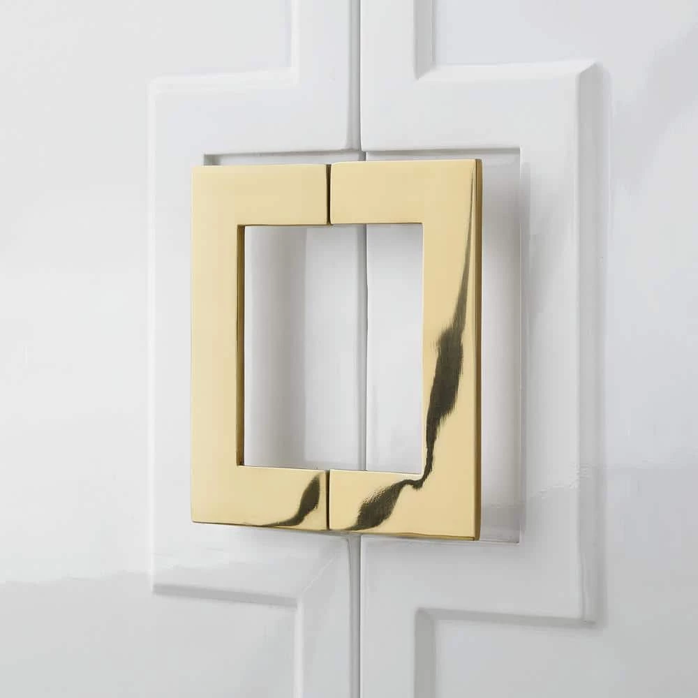 Olina White/Gold Cabinet 2-Doors 2-Adjustable Shelves 4-Compartments by Nicole Miller 9 Olina White/Gold Cabinet 2-Doors 2-Adjustable Shelves 4-Compartments by Nicole Miller - Image 9