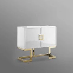 Olina White/Gold Cabinet 2-Doors 2-Adjustable Shelves 4-Compartments by Nicole Miller 17 Olina White/Gold Cabinet 2-Doors 2-Adjustable Shelves 4-Compartments by Nicole Miller -Elama Sales Store white gold nicole miller accent cabinets nca198 09wg hd fa 1000