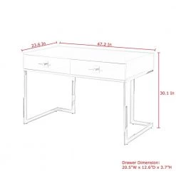 23.6 in. Rectangular White/Gold 2 Drawer Executive Desks with Steel Frame by Nicole Miller 12 23.6 in. Rectangular White/Gold 2 Drawer Executive Desks with Steel Frame by Nicole Miller -Elama Sales Store white gold nicole miller executive desks ndk197 09wg hd 1d 1000
