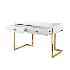 23.6 in. Rectangular White/Gold 2 Drawer Executive Desks with Steel Frame by Nicole Miller 16 23.6 in. Rectangular White/Gold 2 Drawer Executive Desks with Steel Frame by Nicole Miller -Elama Sales Store white gold nicole miller executive desks ndk197 09wg hd 44 1000