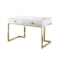 23.6 in. Rectangular White/Gold 2 Drawer Executive Desks with Steel Frame by Nicole Miller 13 23.6 in. Rectangular White/Gold 2 Drawer Executive Desks with Steel Frame by Nicole Miller -Elama Sales Store white gold nicole miller executive desks ndk197 09wg hd 77 1000