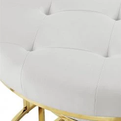 Draven Nesting Ottoman White/Gold PU Leather Button Tufted Metal Frame (Set of 2) by Nicole Miller 16 Draven Nesting Ottoman White/Gold PU Leather Button Tufted Metal Frame (Set of 2) by Nicole Miller -Elama Sales Store white gold pu leather nicole miller ottomans non106 01wg hd 76 1000