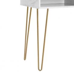 Athena 40.5 in White Faux Marble Computer Desk with Storage by Novogratz -Elama Sales Store white marble novogratz computer desks 9618891com 44 1000