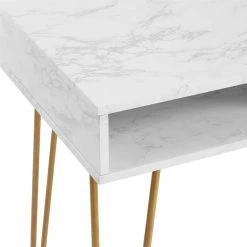 Athena 40.5 in White Faux Marble Computer Desk with Storage by Novogratz -Elama Sales Store white marble novogratz computer desks 9618891com 77 1000