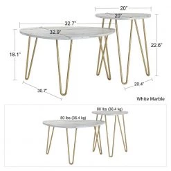 Athena White Faux Marble Nesting Tables by Novogratz 10 Athena White Faux Marble Nesting Tables by Novogratz -Elama Sales Store white marble novogratz end side tables 7021891com 4f 1000