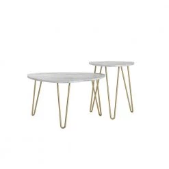 Athena White Faux Marble Nesting Tables by Novogratz