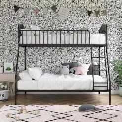 Bushwick White Metal Twin Over Full Bunk Bed by Novogratz -Elama Sales Store white metal novogratz bunk beds 4569319n 31 1000