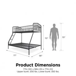 Bushwick White Metal Twin Over Full Bunk Bed by Novogratz -Elama Sales Store white metal novogratz bunk beds 4569319n fa 1000