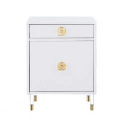 Margussi Modern White End Table Acrylic Knob/Leg Nightstand by Nicole Miller