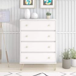 Finley 4 Drawer White Dresser by Novogratz -Elama Sales Store white novogratz dressers 5392015com 31 1000