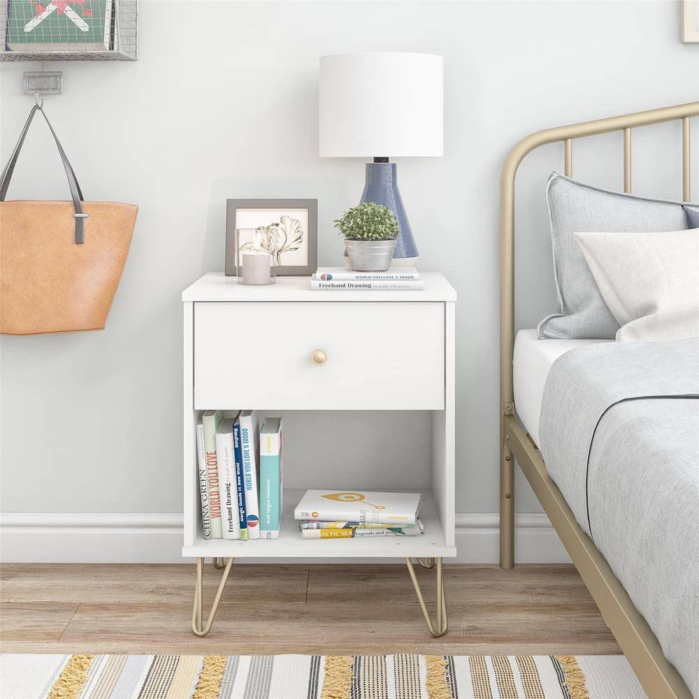 Finley 1-Drawer White Nightstand by Novogratz 9 Finley 1-Drawer White Nightstand by Novogratz - Image 9