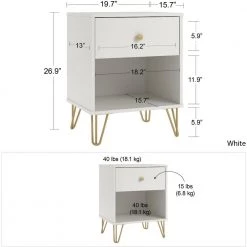 Finley 1-Drawer White Nightstand by Novogratz 14 Finley 1-Drawer White Nightstand by Novogratz -Elama Sales Store white novogratz nightstands 5391015com 4f 1000