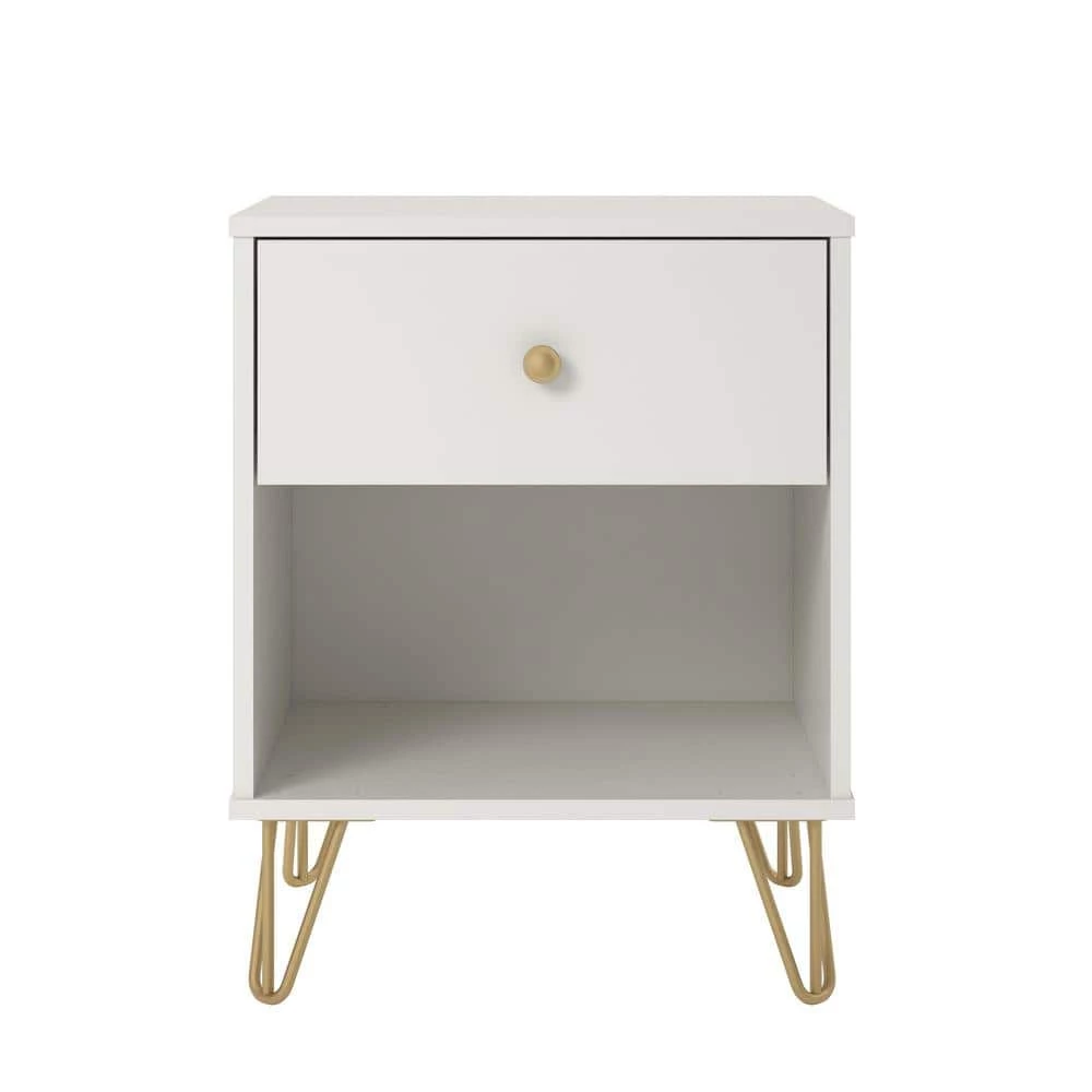 Finley 1-Drawer White Nightstand by Novogratz 1 Finley 1-Drawer White Nightstand by Novogratz