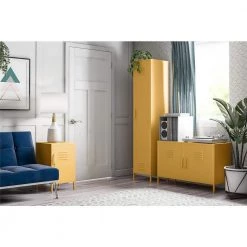 Cache 27.14 Yellow Metal Locker End Table by Novogratz -Elama Sales Store yellow novogratz end side tables 2354814com 44 1000